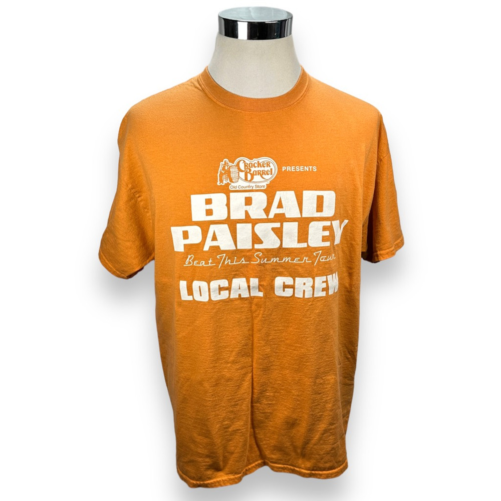Cracker Barrel Brad Paisley Local Crew T-Shirt Mens XL Orange Band Tour Concert